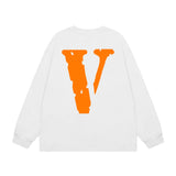 Vlone Sweatshirts Autumn and Winter Orange Big V Letter Crew Neck Pullover