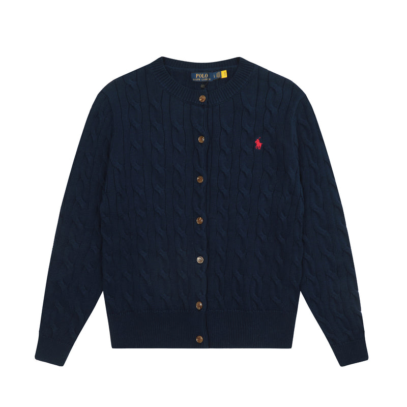 Ralph Lauren Knitted sweaters ruff pony standard twist wool crew neck knitted cardigan
