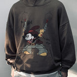 Men Vintage T-Shirts vintage Denim Mickey Casual Hooded Sweater Fall Winter Old Hoodie