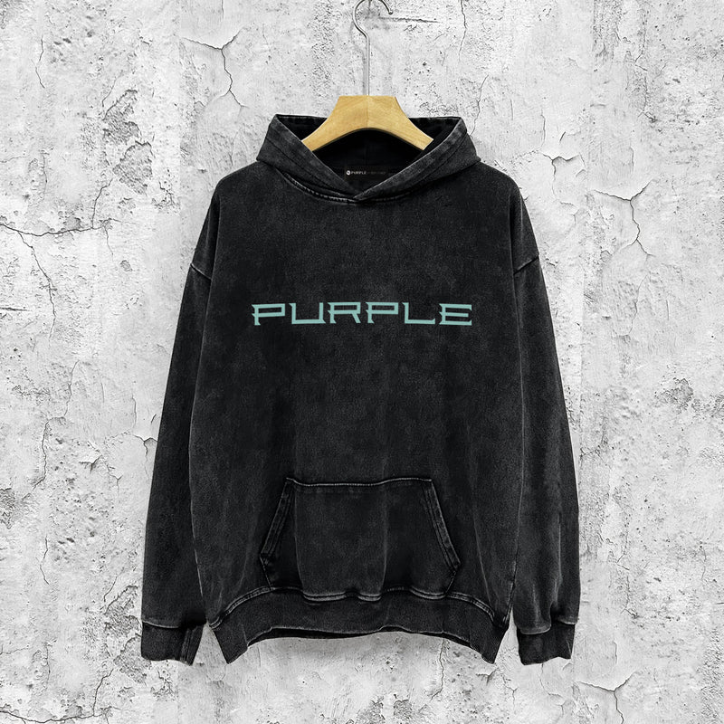 Purple Brand Distressed Hoodie Fashion Old Loose Hooded Sweater