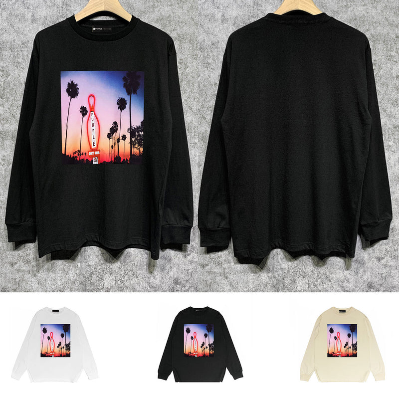 Purple Brand Long Sleeve T-Shirt Fashion Loose Long Sleeve Top