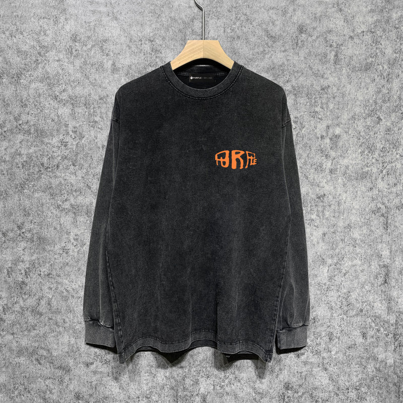 Purple Brand Distressed Long Sleeve Shirt Fashion Distressed Loose Long-sleeved Top