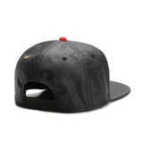 Trendy flat brimmed hat leather metal logo adjustable