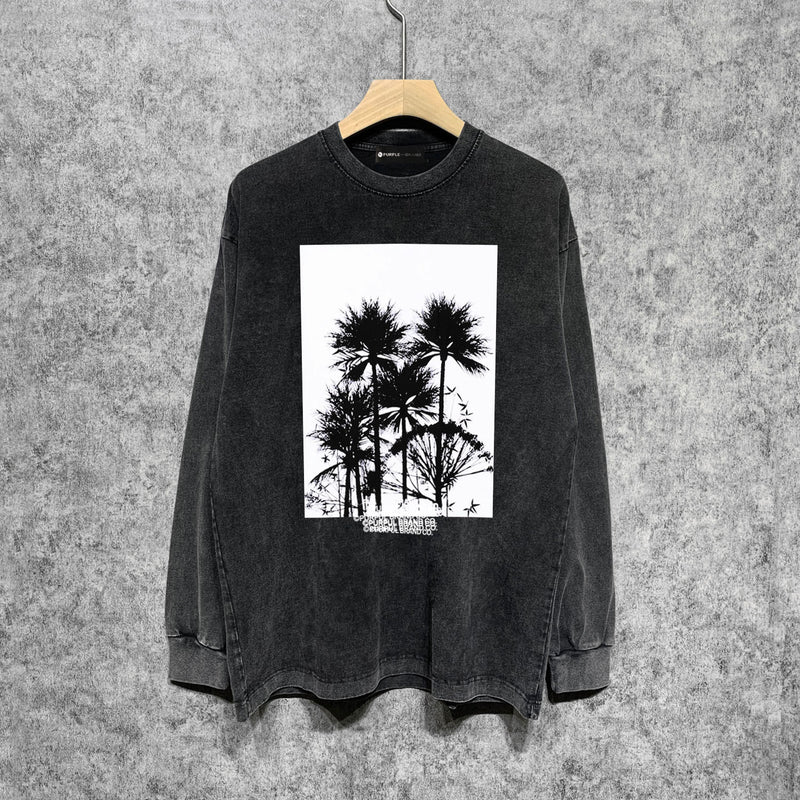Purple Brand Distressed Long Sleeve Shirt Fashion Distressed Loose Long-sleeved Top