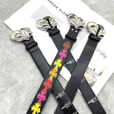 Chh Chrome Heart Belt Big Tongue Buckle Lychee Pattern