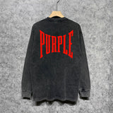 Purple Brand Distressed Long Sleeve Shirt Fashion Distressed Loose Long-sleeved Top