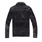 Amiri Jacket Trendamiri 403 High Street Fashion Brand Ripped Slim Denim Jacket Punk Motorcycle Jacket for Men