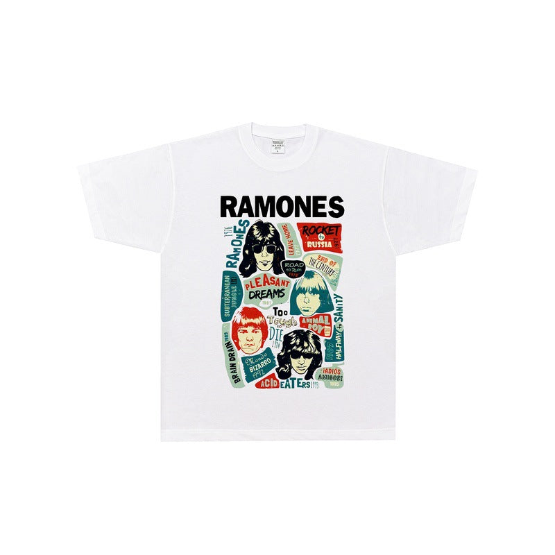 Rock Star T Shirt T-shirt Ramons Band Rock American Portrait Loose Short Sleeve