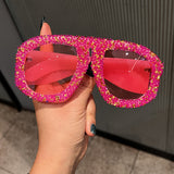 Trendy punk glasses retro diamond