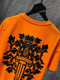 CHH Chrome Hearts T Shirts Orange Sword Cross Horseshoe Short Sleeve T-shirt
