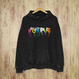 Purple Brand Distressed Hoodie Fashion Old Loose Hooded Sweater