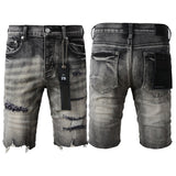 Purple Brand Denim Shorts High Street Black Ripped Patch