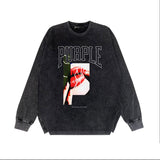 Purple Brand Distressed Long Sleeve Shirt Fashion Distressed Loose Long-sleeved Top