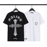 CHH Chrome Heart T Shirts Croix Cross Leather Printed Short Sleeve T-Shirt