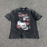 Mens Vintage T-Shirts SAINT MICHAEL CHO Redemption Day, Vintage Washed Short Sleeve T-Shirt