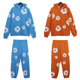 Denim Tears Hoodie & Sweatpants 2 Piece Set Kapok Foam Printed Hoodie Trousers Suit