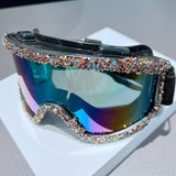 Trendy punk glasses diamond windproof