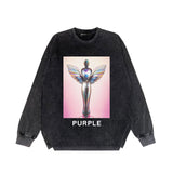 Purple Brand Distressed Long Sleeve Shirt Fashion Distressed Loose Long-sleeved Top