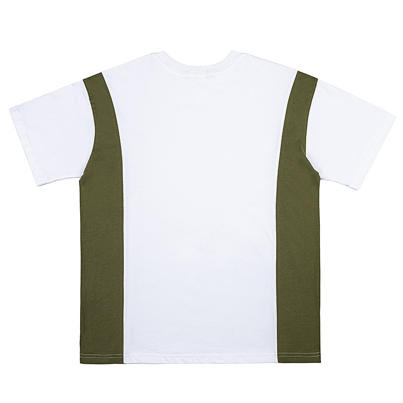 C.e t shirts patchwork color block round neck pullover short sleeve men and women