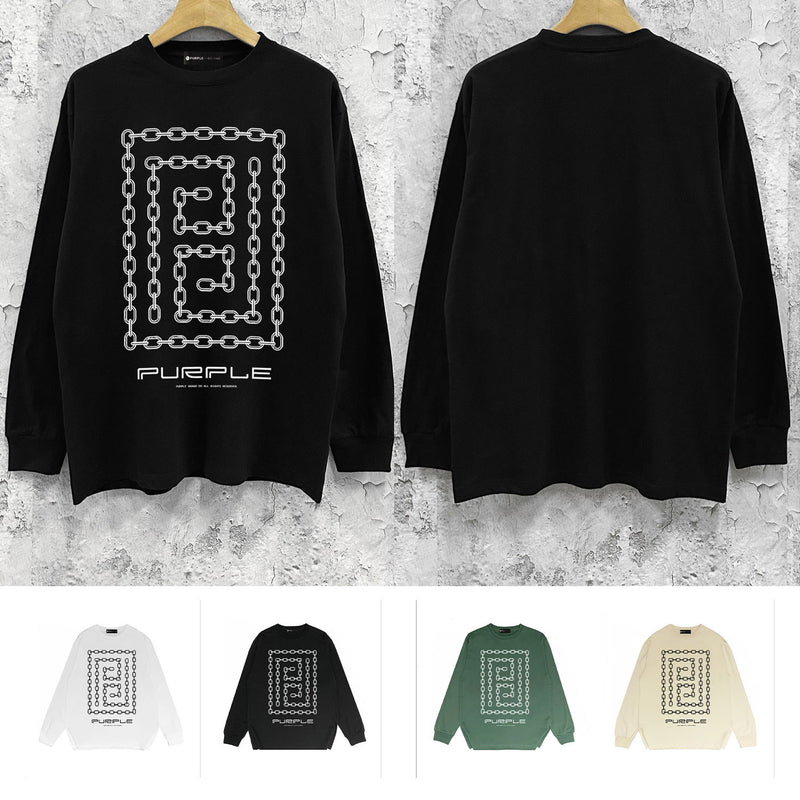 Purple Brand Long Sleeve T-Shirt Fashion Loose Long Sleeve Top