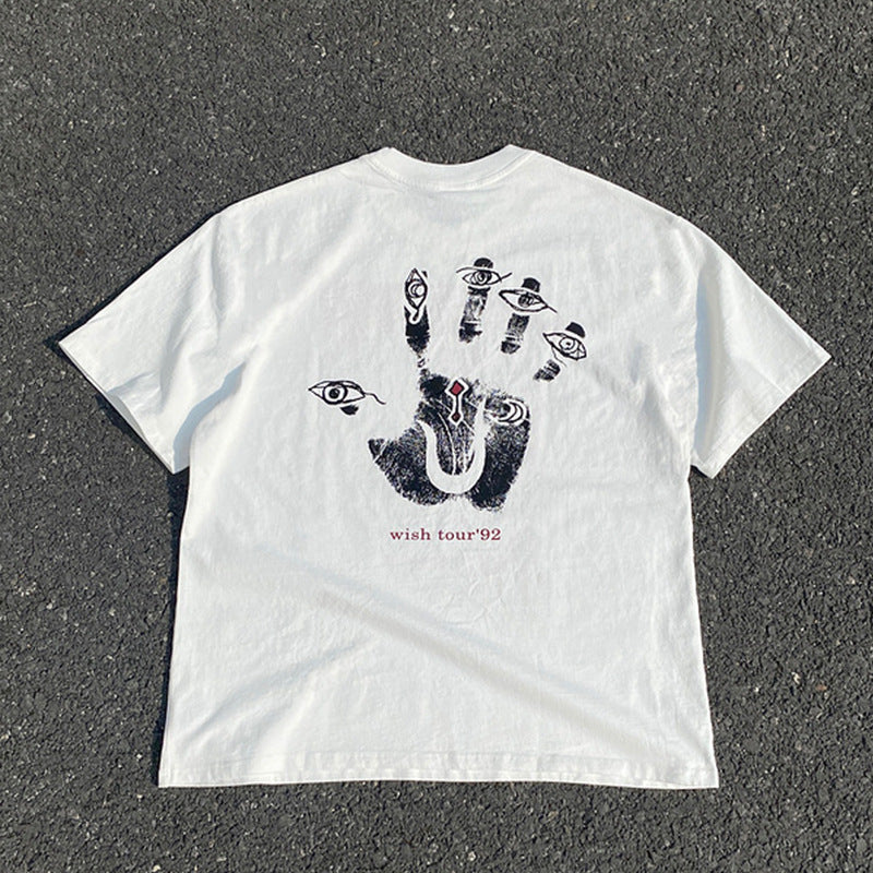 Men Vintage T-Shirts SAINT MICHAEL The Cure Band Tour Washing Water