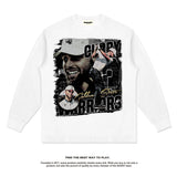 Nba Long Sleeve Shirt American Vintage Printed Long Sleeve T-shirt Cotton Loose round Neck Men and Women