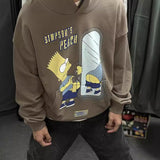 Mens Vintage T-Shirts Vintage Hooded Loose Sweater Vintage Simpson Trendy Brand Vintage