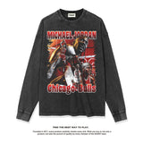 Nba Long Sleeve Shirt Long Sleeve T-shirt Autumn and Winter Men and Women Retro Washed Distressed
