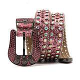 Hip-hop punk rhinestone belt skull full of diamonds