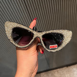 Trendy punk glasses big cat eye bling diamond