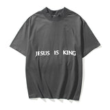 Jesus Is King T Shirt High Street Fashion Brand Oil Painting Pure Cotton Short Sleeve T-shirt Ins Hip Hop Loose T-shirt