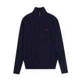 Ralph Lauren Coat RL Ralph Pony Standard Vintage Half Zip Sweater Loose Lazy Style Knitted