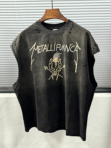 Mens Vintage T-Shirts Saint Michael "Metallifukinca" Washed Distressed Vest Vest
