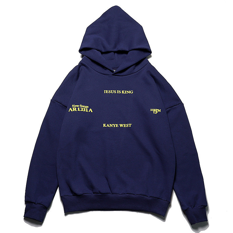 Kanye West Jesus Is King Hoodie Men's Kanye High Street Velvet Padded Hooded Sweatshirt Lettered Casual Hoodie
