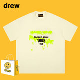 Drew T Shirts Smiley Face Short-Sleeved T-shirt Men's Short-Sleeved T-shirt