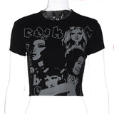 Vintage Y2g Shirts T-shirt Printed Pattern round Neck Short Sleeve Slim Fit