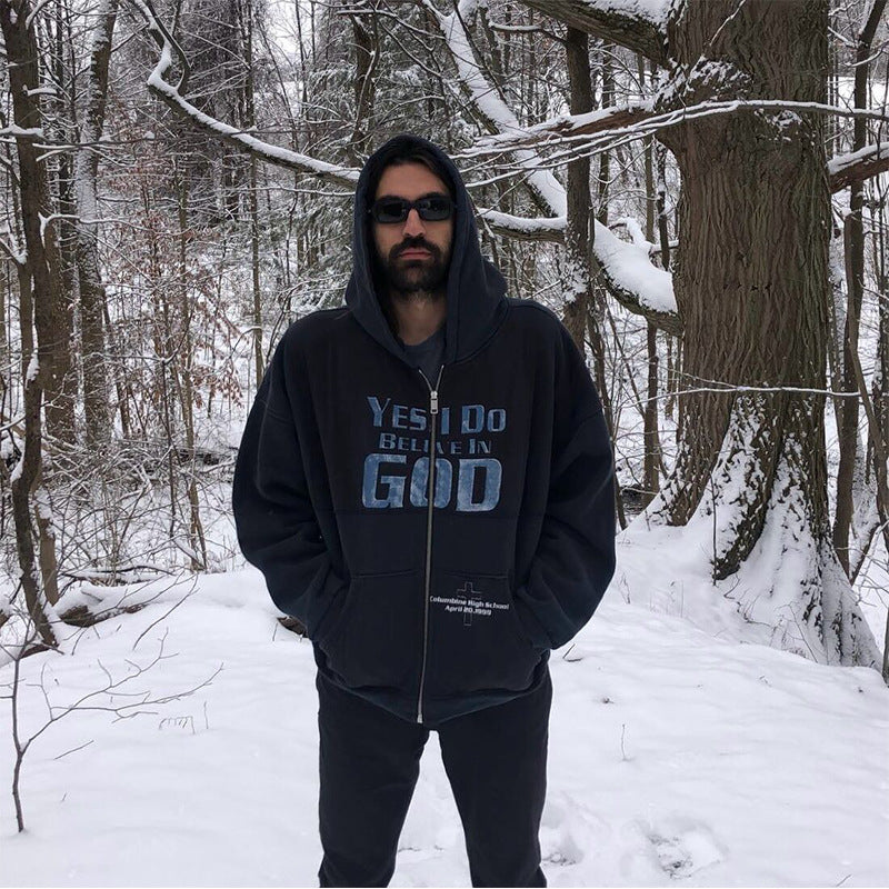 ERD Hoodie Stitching Zipper Profile Hooded Jacket