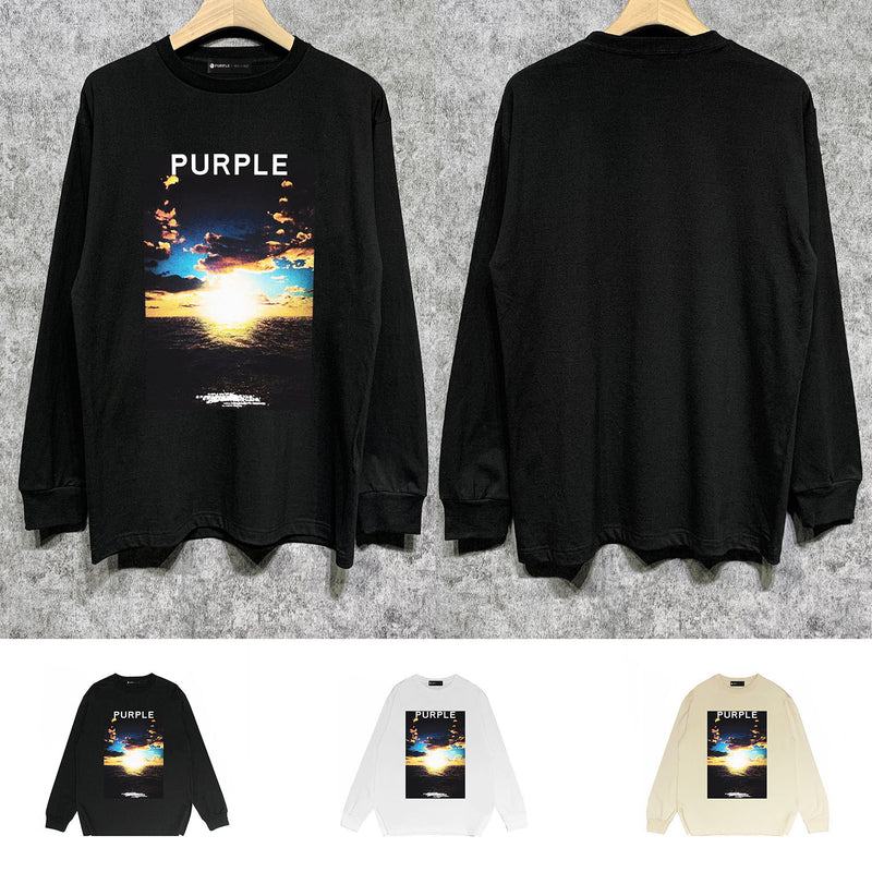 Purple Brand Long Sleeve T-Shirt Fashion Loose Long Sleeve Top
