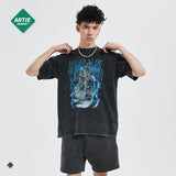Jesus Is King T Shirt Artie Men's Clothing High Street Fashion Brand Vintage Print Men's Short-Sleeved T-shirt Dark Wash
