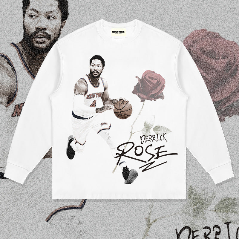 Nba Long Sleeved Shirt Autumn and Winter Long Sleeve T-shirt Loose Shoulder Men and Women