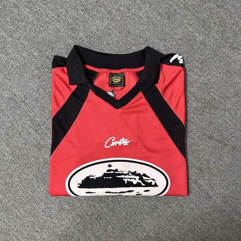 Corteiz T Shirt Red Jersey Short Sleeve Loose