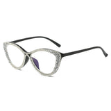 Trendy punk glasses diamond cat eyes