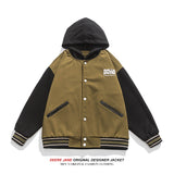 Men Jacket Spring Colorblock Hood Baseball Uniform Men's Baggy Casual Jacket Jacket