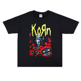 Rock Star T Shirt Korn Band Rock Print Personalized T-shirt Short Sleeve Loose Cotton Men and Women