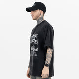 ERD T Shirts Creative Letters Ripped Washed Short Sleeve T-shirt