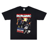 Rock Star T Shirt East Coast Hip Hop Rap Band Group Washed Distressed T-shirt Short Sleeve Men and Women Loose