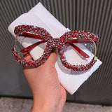 Trendy punk glasses full of diamonds