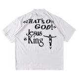 Jesus Is King T Shirt Kanye Big Talker Turtleneck Short Sleeve T-shirt Men's and Women's BF High Street Fashion Brand Oversize T-shirt Half Sleeve