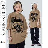Y2g Shirts for Boys Blackair Vintage Print Short Sleeves Male Hip Hop Loose T-shirt