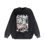 Purple Brand Distressed Long Sleeve Shirt Fashion Distressed Loose Long-sleeved Top